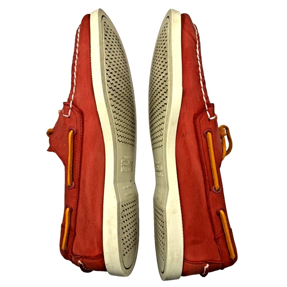 Sebago Docksiders Sz 10 Red Authentic Portland Ariprene Suede Leather Slip Resis - Picture 3 of 7